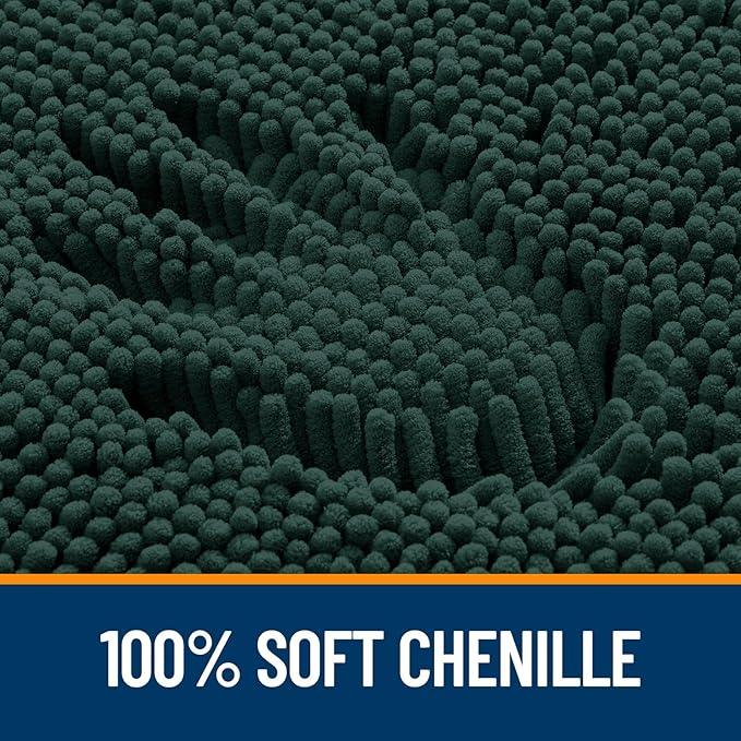 OLANLY Bathroom Rugs 36x24, Extra Soft Absorbent Chenille Bath Rugs, Rubber Backing Quick Dry, Machine Washable Bath Mats for Bathroom Floor, Tub and Shower, Home Decor Accessories, Blackish Green - ModernBath