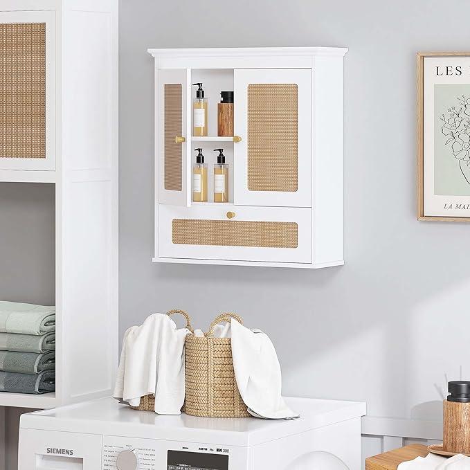 Spirich Bathroom Wall Cabinet Over Toilet, Modern Rattan Medicine Cabinet with Adjustable Shelf, Space-Saving Wall Mount Storage - ModernBath