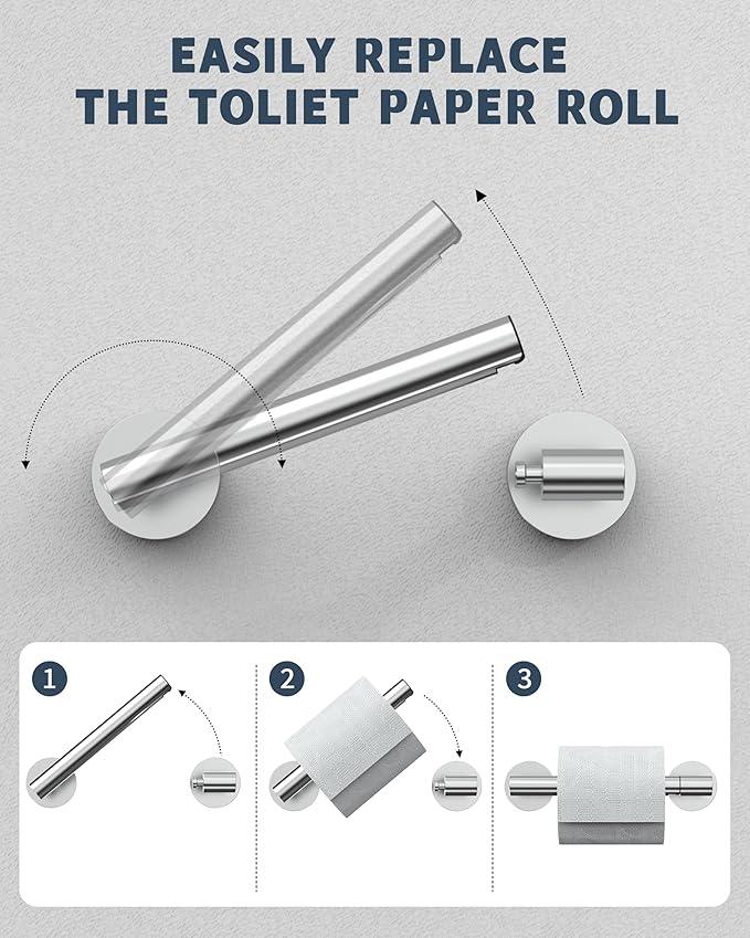 Polished Finish Toilet Paper Holder SUS304 Stainless Steel Double Post Pivoting Toilet Paper Roll Holder Wall Mounted Toilet Tissue Holder for Commercial Bathroom RV - ModernBath