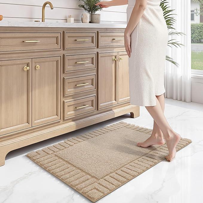 LUMI Bathroom Rugs Non Slip with Rubber Backing, Extra Soft Plush Microfiber Bath Rug Absorbent, Machine Washable Bath Mat Quick Dry for Tub, Shower, Hotel, Beige, 24"x36" - ModernBath