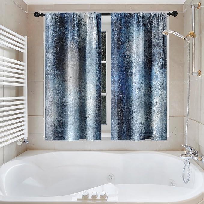 Culudea Blue Grey Gray Painting Shower Curtain Set, Contemporary Abstract Modern Oil Art Bathroom Window Waffle Cloth Waterproof Shower Curtains for Bathroom Decor - ModernBath