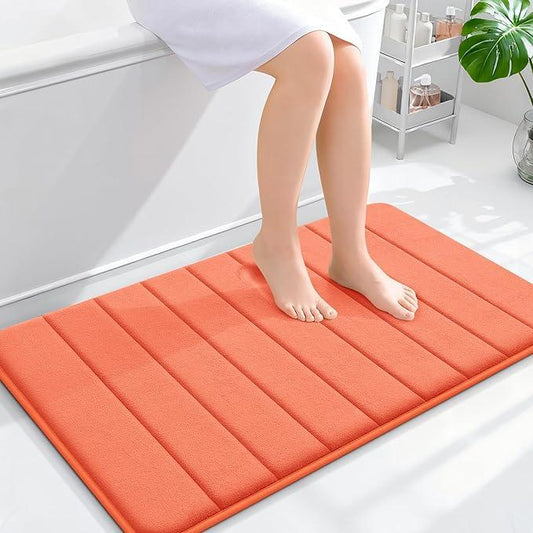 OLANLY Memory Foam Bath Mat 36x24, Super Soft Absorbent Bathroom Rugs, Quick Dry, Machine Washable Shower Floor Rugs, Bathmat Carpet, Bathroom Home Decor Accessories, Coral - ModernBath