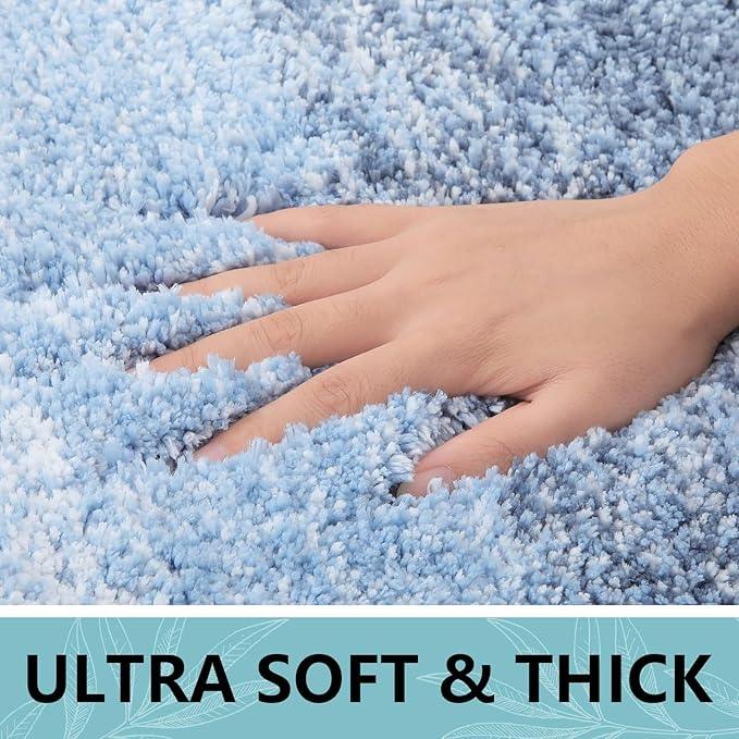 Arotive Microfiber Bathroom Rugs, Shaggy Soft and Absorbent Bath Rug, Non-Slip, Thick Plush Machine Washable Dry Bath Mats for Bathroom, Tub and Shower, 30x30, Light Blue, Round - ModernBath