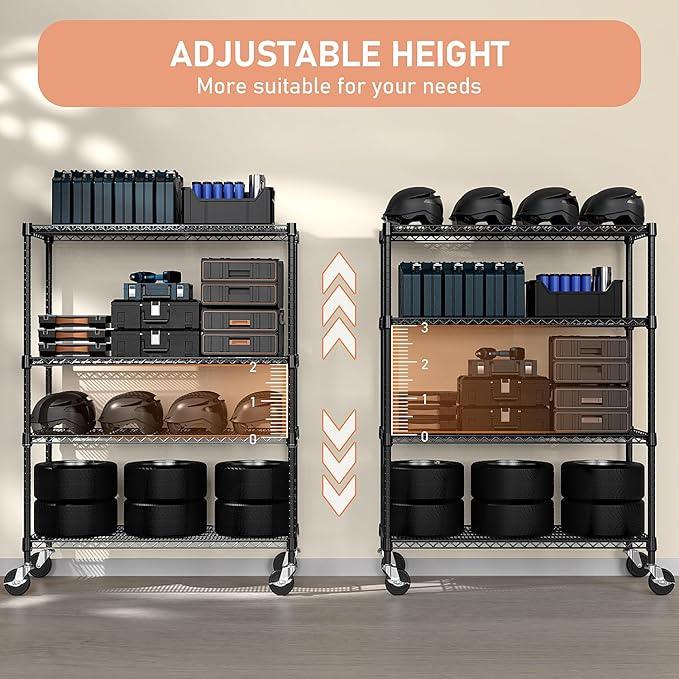 Industrial Metal 4 Tier Shelving for Garage, Pantry, Warehouse, Basement Utility Room, Storage Rack Metal Shelving Unit, Shelf Organizer, Black 23.6" D x 53.2" W x 73.6" H - ModernBath