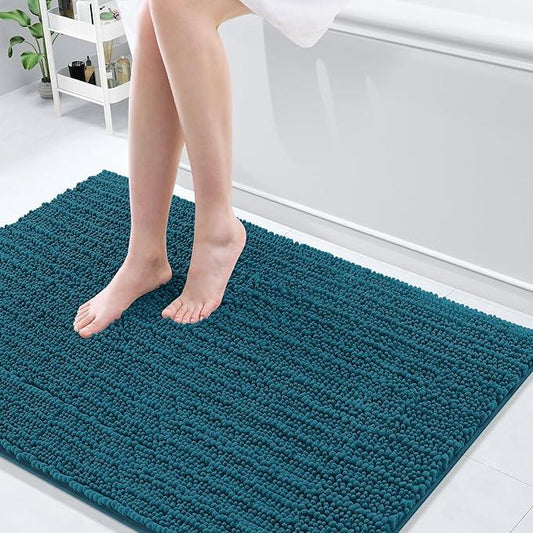 Arotive Luxury Chenille Bathroom Rug Mat, Extra Soft Thick Absorbent Shaggy Bath Rugs, Non-Slip Machine Wash Dry, Plush Bath Mats for Bathroom, Shower and Tub, 47x32, Peacock Blue - ModernBath