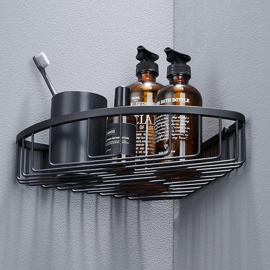 Segistan Bathroom Corner Shower Caddy Organizer, Corner-Hollow Design, SUS304 Stainless Steel Heavy Duty Rust-Proof Bathroom Shelf Organizer Holder, Wall Mounted Storage Rack, Matte Black - ModernBath