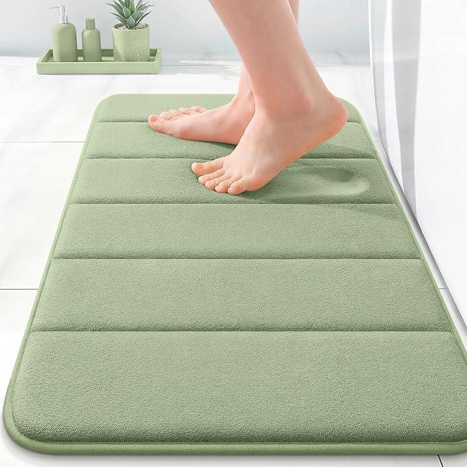OLANLY Memory Foam Bath Mat 24x16, Super Soft Absorbent Bathroom Rugs, Quick Dry, Machine Washable Shower Floor Rugs, Bathmat Carpet, Bathroom Home Decor Accessories, Sage Green - ModernBath