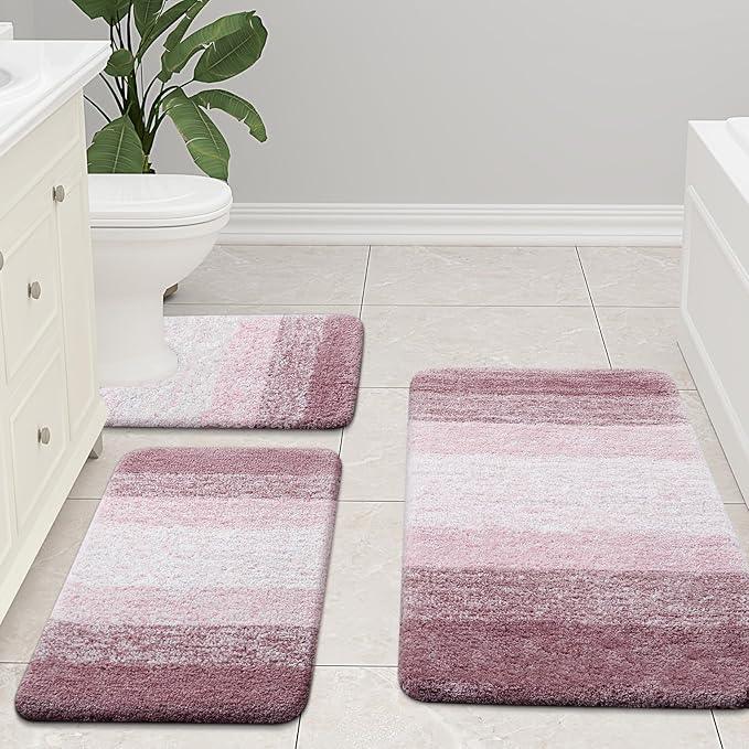 Arotive Microfiber Bathroom Rugs, Shaggy Soft and Absorbent Bath Rug, Non-Slip, Thick Plush Machine Washable Dry Bath Mats for Bathroom, Tub and Shower, 24x16, Mauve, Rectangular - ModernBath