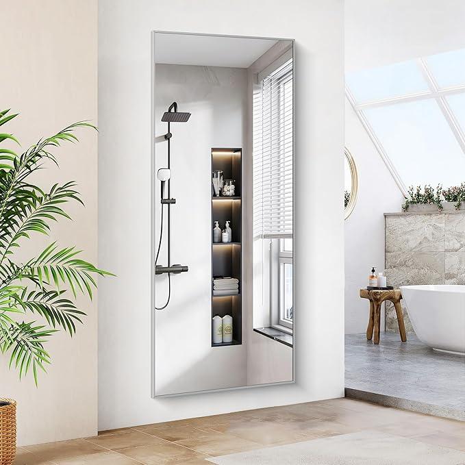 COFENY 36x72inch Bathroom Mirror, Silver Rectangle Mirror with Thin Metal Frame, Large Rectangular Wall Mirrors for Bathroom, Living Roomm, Hair Salon, Big Farmehouse Mirror Hang Horizontal/Vertical - ModernBath