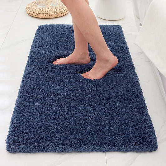 Ruggnovea Bathroom Rugs Non Slip Washable 48x24, Ultra Soft Thick Shaggy Absorbent Bath Mats, High Density Foam Latex Non Slip Backing Bath Rugs, Microfiber Bath Mats for Bathroom Floor&Sink,Navy Blue - ModernBath