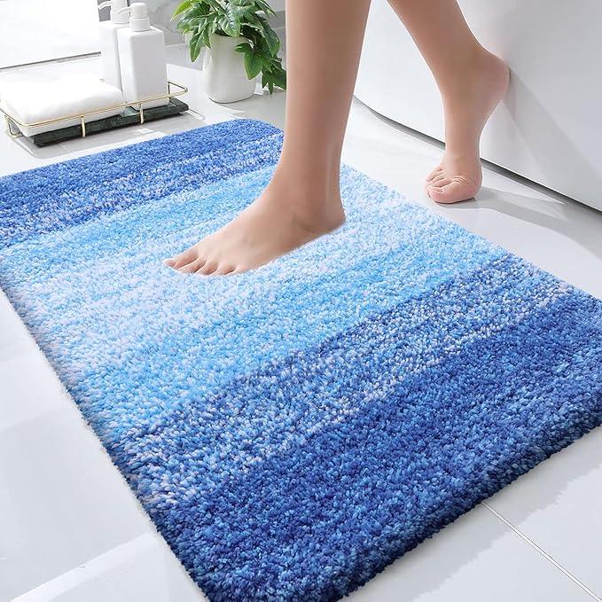 OLANLY Bathroom Rugs Mat 24x16, Extra Soft Absorbent Microfiber Bath Rugs, Rubber Backing, Quick Dry, Washable Bath Mats for Bathroom Floor, Tub and Shower, Home Decor Accessories, Light Royal Blue - ModernBath