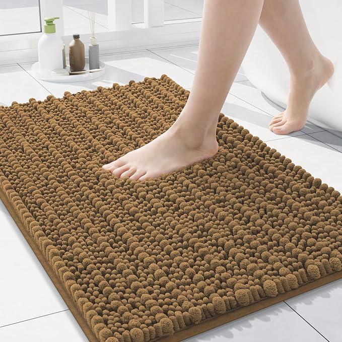 Arotive Luxury Chenille Bathroom Rug Mat, Extra Soft Thick Absorbent Shaggy Bath Rugs, Non-Slip Machine Wash Dry, Plush Bath Mats for Bathroom, Shower and Tub, 24x16, Ochre - ModernBath