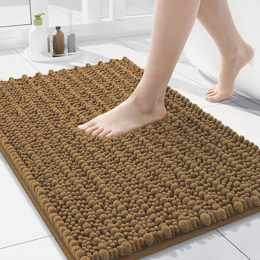Arotive Luxury Chenille Bathroom Rug Mat, Extra Soft Thick Absorbent Shaggy Bath Rugs, Non-Slip Machine Wash Dry, Plush Bath Mats for Bathroom, Shower and Tub, 24x16, Ochre - ModernBath