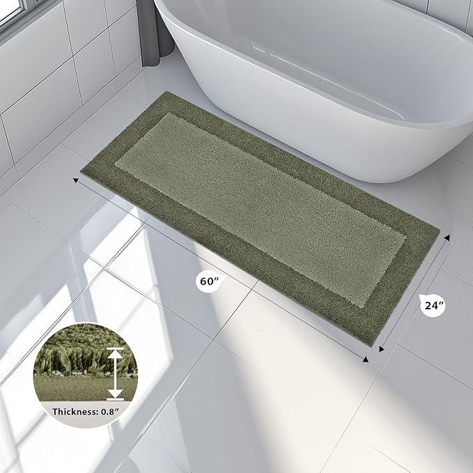 anllugs Bathroom Rugs 24" x 60", Non-Slip Extra Soft Absorbent Bath Rugs, Machine Washable Quick Dry Bath Mats for Bathroom Floor, Shower, Bathtub and Sink, Olive Green & Green - ModernBath