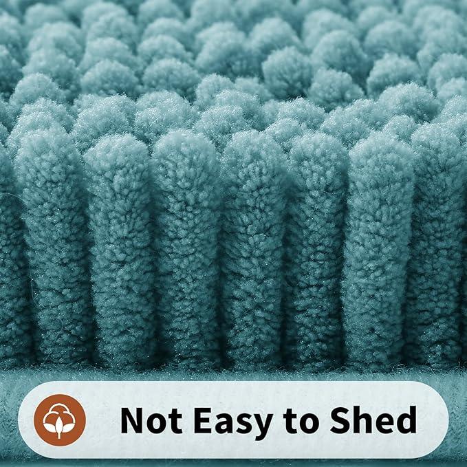 Yimobra Toilet Rugs U Shaped Washable - 24"x20" Non Slip Plush Contour Bath Rugs for Toilet - Super Soft Absorbent Quick Dry Toilet Mats for Bathroom,Teal Blue - ModernBath