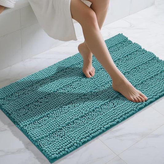 Yimobra Bathroom Rug Mat 44 x 24, Non Slip and Super Absorbent Bath Mat,Machine Washable Quick Dry,Ultra Plush Chenille Shower Rugs for Bathroom Floor Sink Tub and Shower Outside,Teal Blue - ModernBath