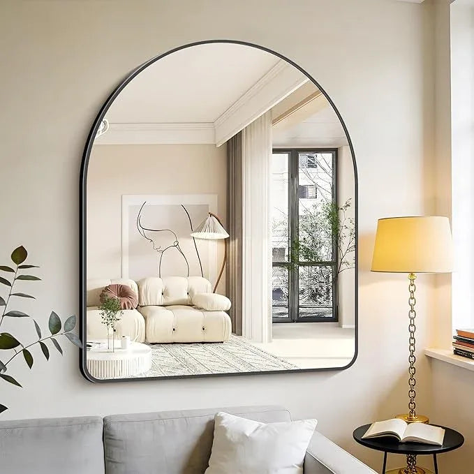 GLASHOM Arched Bathroom Mirror, 40"x48" Black Arched Mirror for Bathroom, Wall Mounted Mirror, Black Vanity Wall Mirror w/Metal Frame for Bedroom, Entryway, Living Room, Vertically Hanging - ModernBath