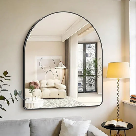 GLASHOM Arched Bathroom Mirror, 40"x48" Black Arched Mirror for Bathroom, Wall Mounted Mirror, Black Vanity Wall Mirror w/Metal Frame for Bedroom, Entryway, Living Room, Vertically Hanging - ModernBath