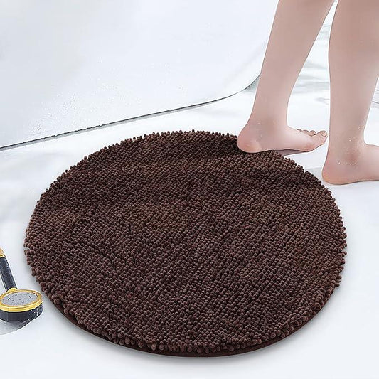 Smiry Luxury Chenille Round 24x24, Extra Soft and Absorbent Shaggy Bathroom Mat Rugs, Machine Washable, Non-Slip Plush Carpet for Tub, Shower, and Bath Room, Brown - ModernBath