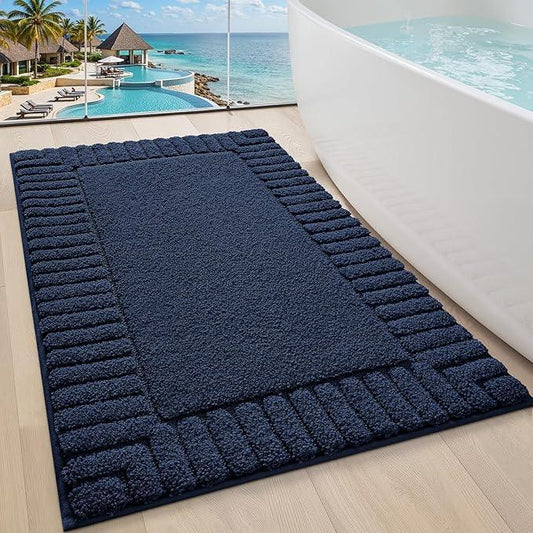 LUMI Bathroom Rugs Non Slip with Rubber Backing, Extra Soft Plush Microfiber Bath Rug Absorbent, Machine Washable Bath Mat Quick Dry for Tub, Shower, Hotel, Blue, 24"x36" - ModernBath