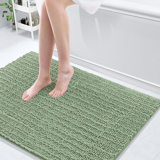 Arotive Luxury Chenille Bathroom Rug Mat, Extra Soft Thick Absorbent Shaggy Bath Rugs, Non-Slip Machine Wash Dry, Plush Bath Mats for Bathroom, Shower and Tub, 40x32, Sage Green - ModernBath