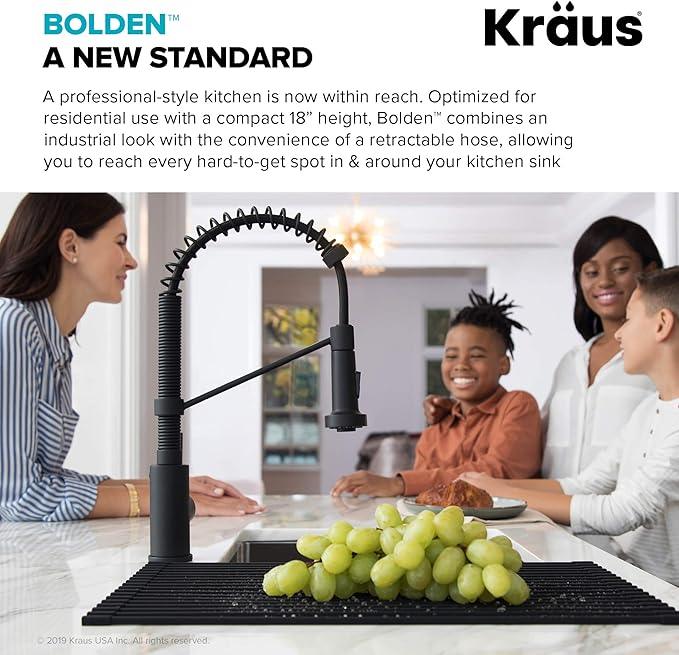 KRAUS Bolden Commercial Style 2-Function Single Handle Pull Down Kitchen Faucet in Spot-Free Stainless Steel/Chrome, KPF-1610SFSCH (Pack of 1) - ModernBath