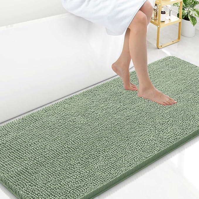 Arotive Bathroom Rugs 59x24, Extra Soft Absorbent Shaggy Chenille Bath Rugs, Machine Washable Rubber Backing Non-Slip Bath Mats for Bathroom Floor Tub and Shower, Home Decor Accessories, Sage Green - ModernBath
