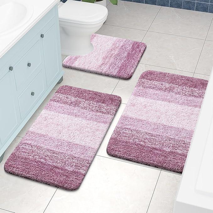 Arotive Microfiber Bathroom Rugs, Shaggy Soft and Absorbent Bath Rug, Non-Slip, Thick Plush Machine Washable Dry Bath Mats for Bathroom, Tub and Shower, 47x24, Purple, Rectangular - ModernBath