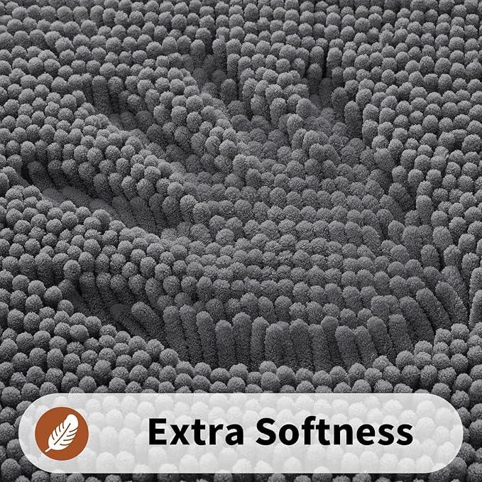 Yimobra Toilet Rugs U Shaped Washable - 24"x20" Non Slip Plush Contour Bath Rugs for Toilet - Super Soft Absorbent Quick Dry Toilet Mats for Bathroom,Dark Gray - ModernBath