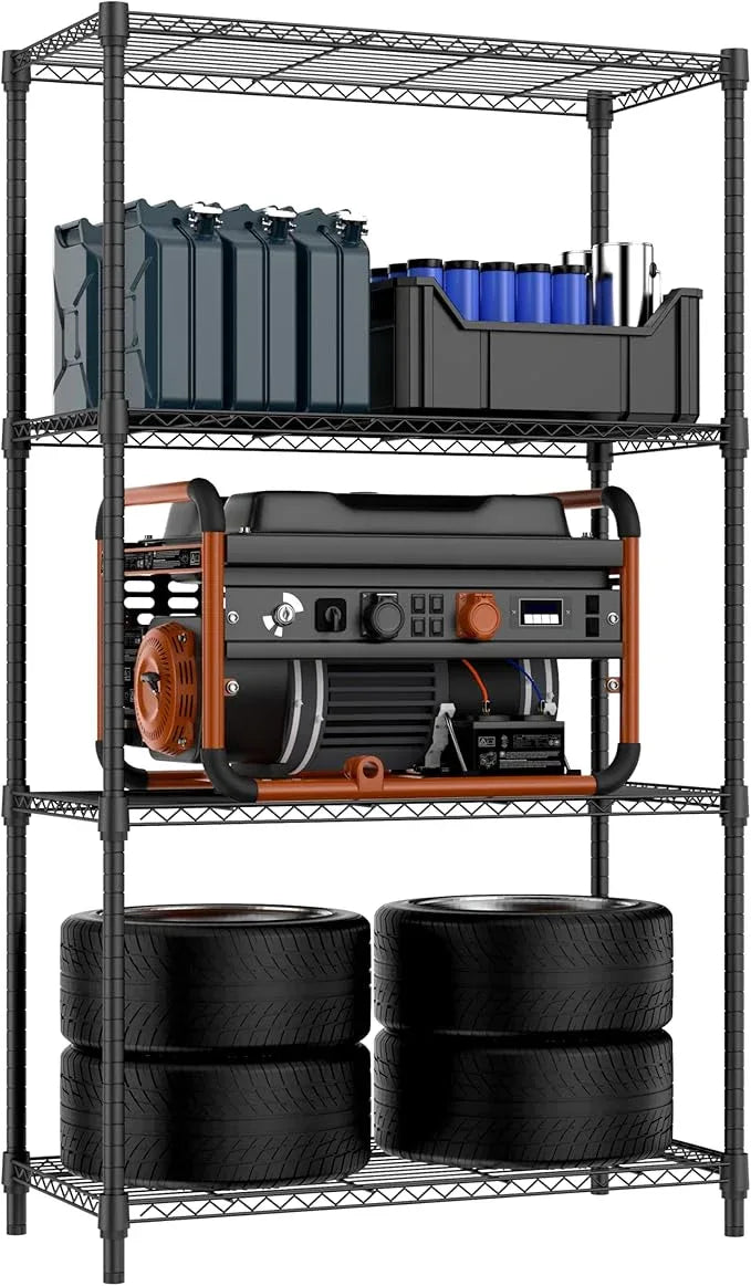 1000 lbs 4 Tier Shelf Metal Storage Shelves Shelving Wire Rack Heavy Duty Closet Organizers for Garage Kitchen Bathroom Laundry Black 15.7" D x 33.5" W x 59.5" H - ModernBath