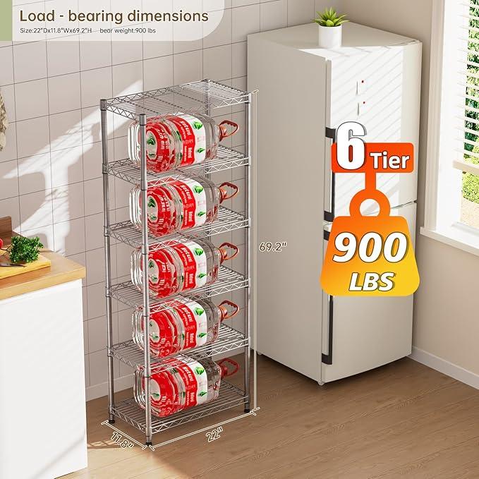 5 tire Shelves Storage Wire Shelving Unit Metal Shelf Adjustable Organizers Storage Shelving with Wheels for Bathroom Laundry Room Kitchen Pantry12”D x 22”W x 69”H Silver - ModernBath
