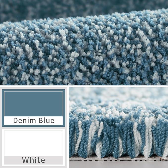 Yimobra Bathroom Rugs Non Slip Washable,Soft Absorbent Microfiber Bath Mat, Dual-Tone Decor Rug with Rubber Backing for Bathroom Floor,Tub and Shower,32x20, Home Essentials,Denim Blue - ModernBath
