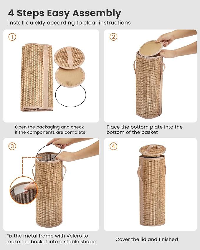 Bamboo Toilet Paper Storage Basket with Lid & Handle - 10L Handwoven Bathroom Organizer for 4 Rolls - Sturdy Stand Holder for Toilet Paper Organization, Carbon Brown - ModernBath