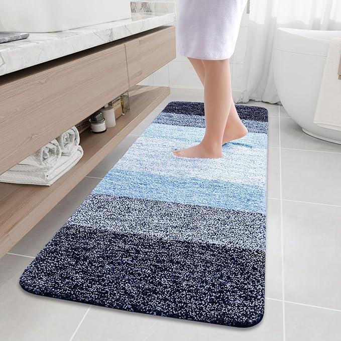 Arotive Microfiber Bathroom Rugs, Shaggy Soft and Absorbent Bath Rug, Non-Slip, Thick Plush Machine Washable Dry Bath Mats for Bathroom, Tub and Shower, 70x24, Blue, Rectangular - ModernBath