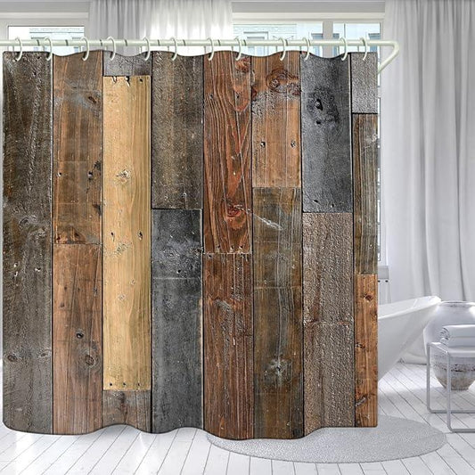 LYFANS Bathroom Features Retro Wooden 3D Shower Curtains, Luxurious Bathtub Waterproof Shower Curtain, Bright Fabric Shower Curtains, Size (72x79 inches) - ModernBath