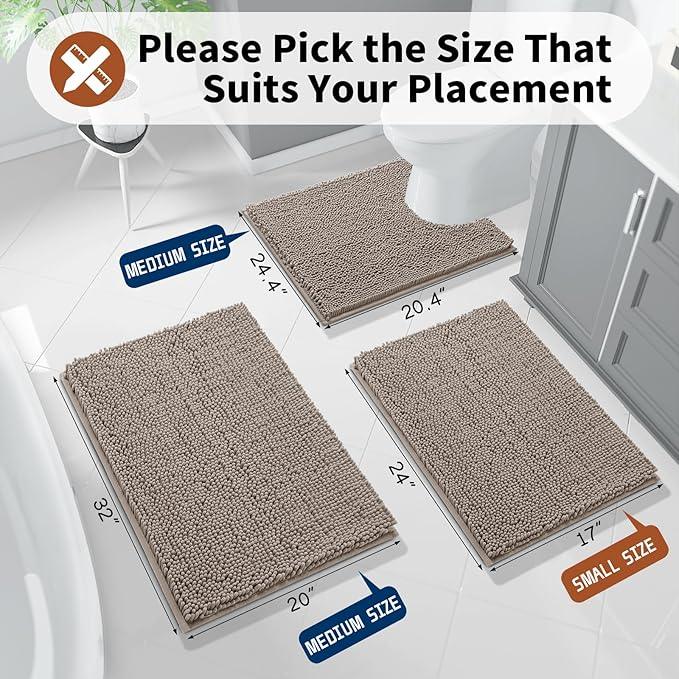 Yimobra Toilet Rugs U Shaped Washable - 24"x20" Non Slip Plush Contour Bath Rugs for Toilet - Super Soft Absorbent Quick Dry Toilet Mats for Bathroom,Camel - ModernBath