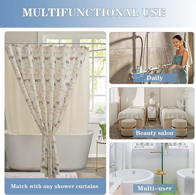 Nasitos Fabric Shower Curtain Liners 4 Pack - W72 x H72 - Washable & Water Resistant Cloth Shower Liner for Bathroom, Soft Hotel Quality, Standard Size (Beige, Include 8 Separate Magnets) - ModernBath