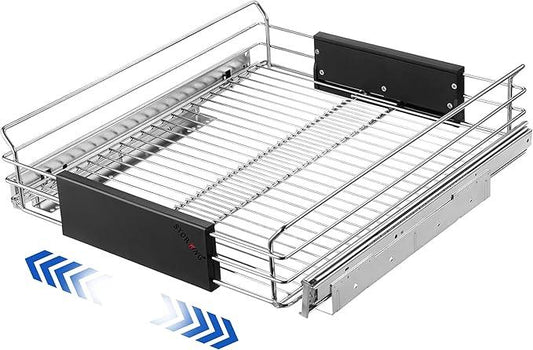 Expandable Pull Out Cabinet Organizer, Slide Out Drawers for Kitchen Cabinets, Heavy Duty Storage Drawers, Chrome Plated Cabinet Wire Shelf, Adjustable Width 12.5~20.2" W x 17.3" D - ModernBath