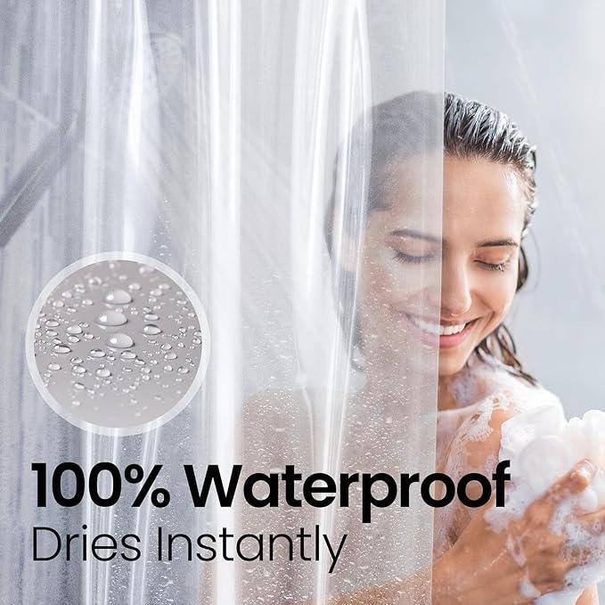 LiBa Bathroom Shower Curtain Waterproof Plastic Shower Curtain Premium PEVA Non-Toxic with Rust Proof Grommets Clear 8G Bathroom Accessories 72x72 - ModernBath