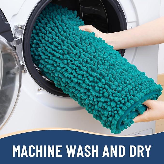 Arotive Luxury Chenille Bathroom Rug Mat, Extra Soft Thick Absorbent Shaggy Bath Rugs, Non-Slip Machine Wash Dry, Plush Bath Mats for Bathroom, Shower and Tub, 30x20, Lake Blue - ModernBath