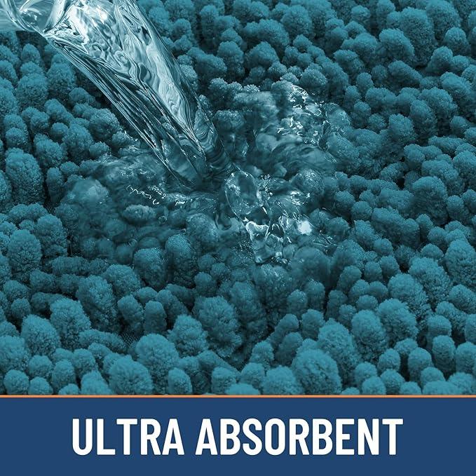 Smiry Bathroom Rugs Mat 24x16, Extra Soft Absorbent Chenille Bath Rugs, Non Slip Rubber Backing Machine Washable Quick Dry Bath Mats for Bathroom Floor, Tub, Shower, Home Decor Accessories, Lake Blue - ModernBath
