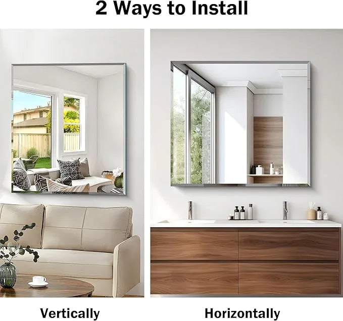 CILIBER Beveled Bathroom Mirror, 36x40 Inch Large Bathroom Mirrors for Over Sink, Upgraded Shatterproof Beveled Frameless Vanity Mirror for Bathroom,Bedroom,Living Room and Entryway - ModernBath