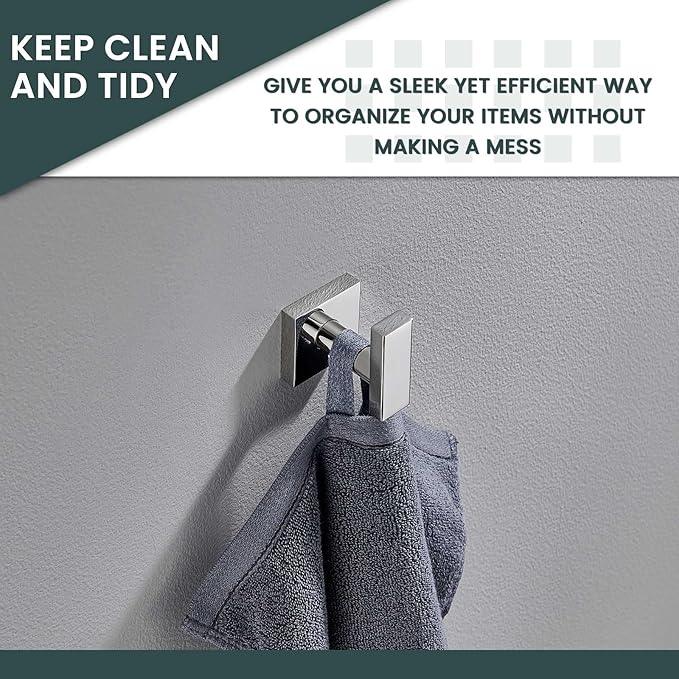 Suyar Polished Chrome Bathroom Towel Hook, SUS 304 Stainless Steel Robe Coat Towel Holder, Wall Mounted - ModernBath