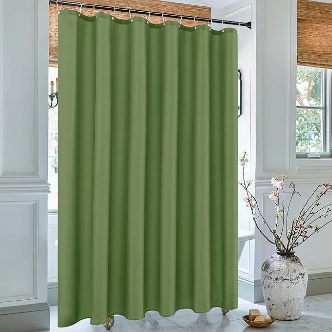 Biscaynebay Hotel Quality Extra Long Fabric Shower Liners 72" Width by 84" Length, Sage Water Resistant Bathroom Curtains Rust Resistant Grommets & Weighted Bottom Hem Machine Washable - ModernBath