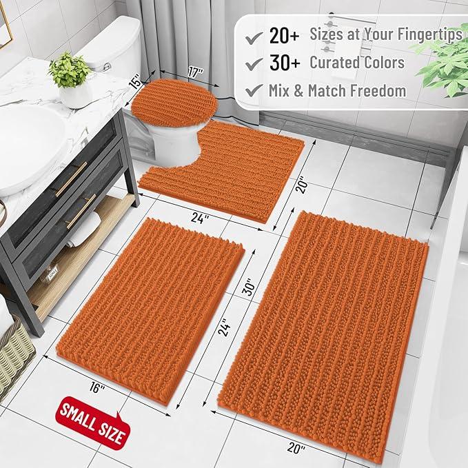 Arotive Luxury Chenille Bathroom Rug Mat, Extra Soft Thick Absorbent Shaggy Bath Rugs, Non-Slip Machine Wash Dry, Plush Bath Mats for Bathroom, Shower and Tub, 24x16, Clay - ModernBath