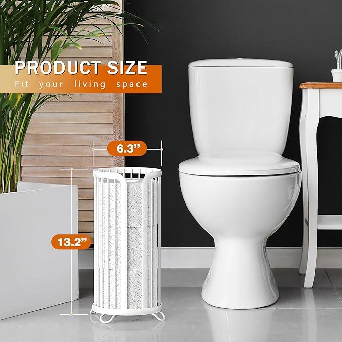 Toilet Paper Holder Stand, Freestanding Toilet Tissue Organizer, Minimalistic Storage Solution, Reserve Mega Rolls,Modern -2PACK White - ModernBath