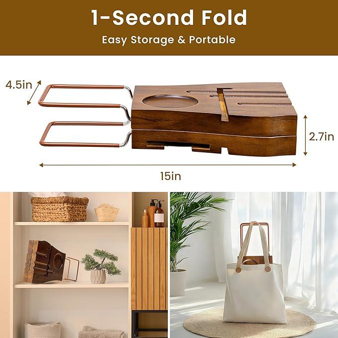 Teak Bathtub Tray Expandable Bathroom Tray for Home Spa Relaxation, Wooden Tray Caddy for Bathtub, Teak Bathtub Caddy as Unique Housewarming, Birthday, Wedding Shower Gifts. Light Walnut - ModernBath