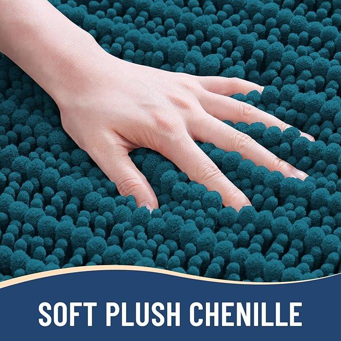 Arotive Luxury Round Chenille Bathroom Rug Mat, Extra Soft Thick Absorbent Shaggy Bath Rugs, Non-Slip Machine Wash Dry Plush Bath Mats for Bathroom, Shower and Tub, 24x24, Peacock Blue - ModernBath