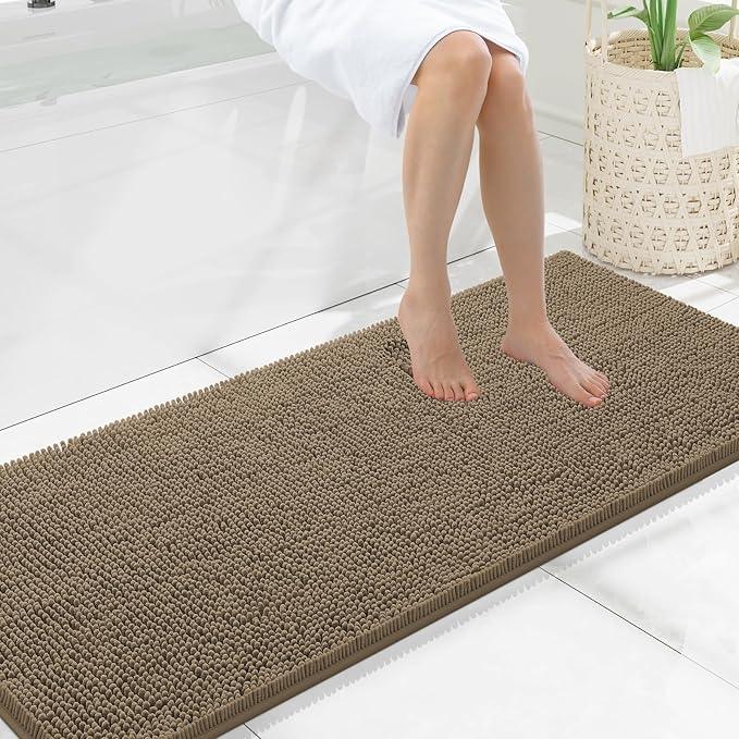 Smiry Luxury Chenille Bathroom Rugs 59x20, Extra Soft and Absorbent Shaggy Bath Mat, Machine Washable, Non-Slip Plush Carpet Runner for Tub, Shower, and Floor, Home Decor Accessories, Camel - ModernBath