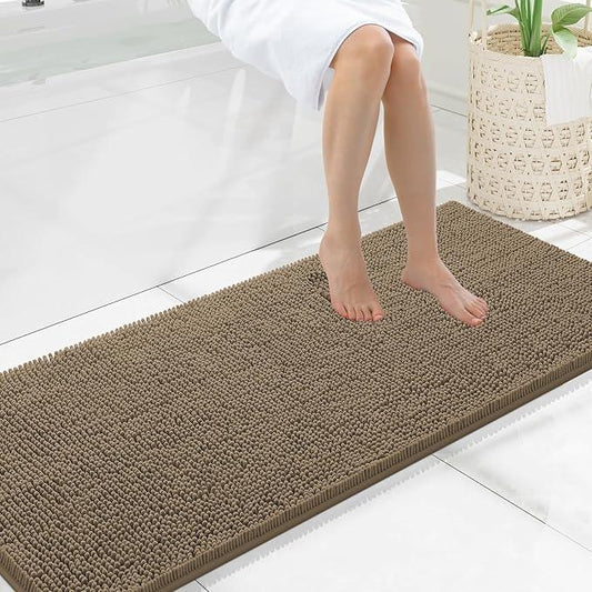 Smiry Luxury Chenille Bathroom Rugs 59x20, Extra Soft and Absorbent Shaggy Bath Mat, Machine Washable, Non-Slip Plush Carpet Runner for Tub, Shower, and Floor, Home Decor Accessories, Camel - ModernBath